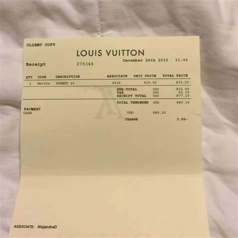 louis vuitton receipts